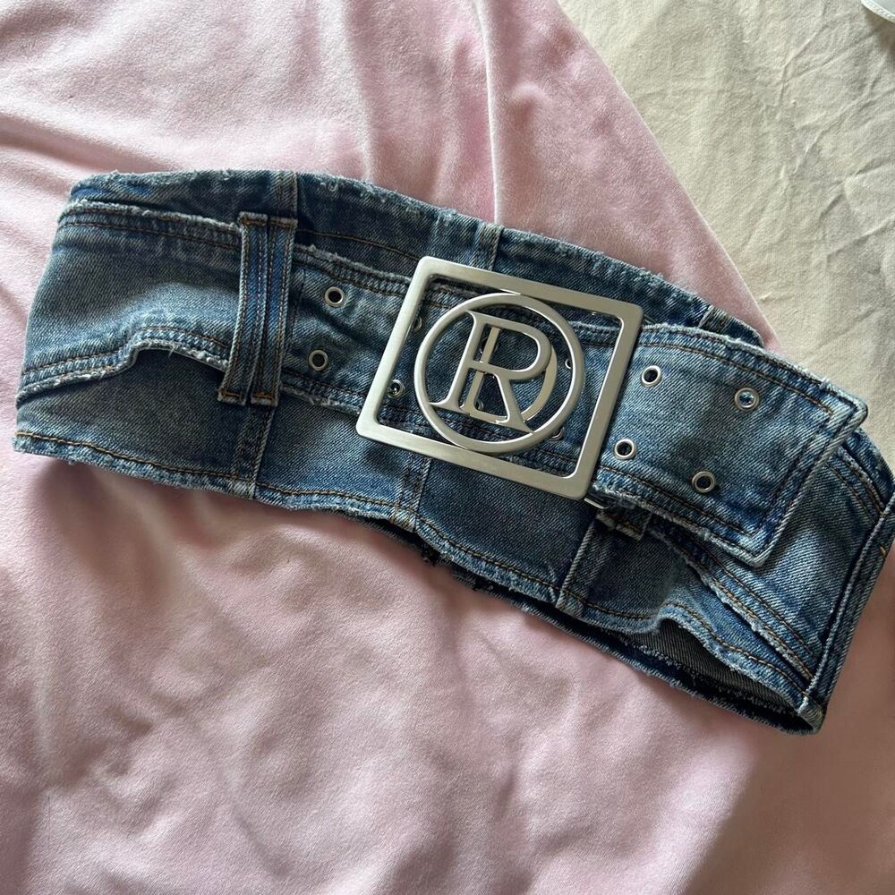 Revice Denim Buckle Jean Tube Top Y2K McBling Size XL